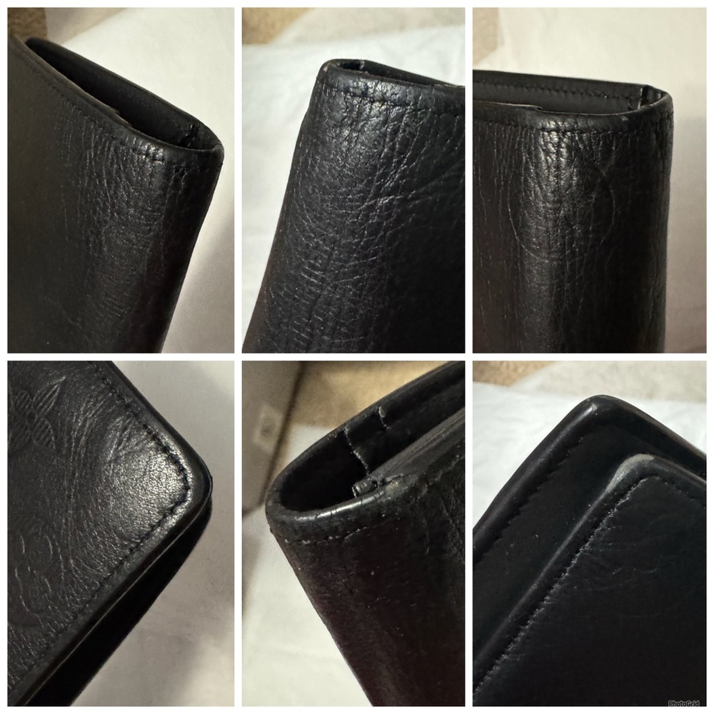 Louis Vuitton AUTHENTIC Shadow Monogram Portefeuille Brazza Black Leather Wallet - Picture 9 of 16